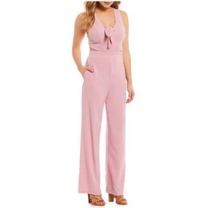 NEW GB Gianni Bini S Pink Fav Tie Front Jumpsuit 2